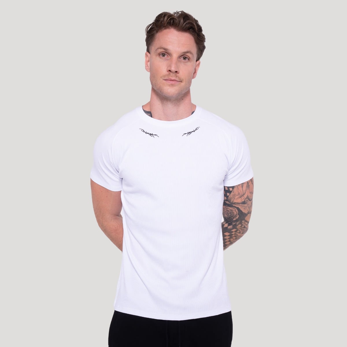 Tribal Ribbed T-shirt White - GymBeam