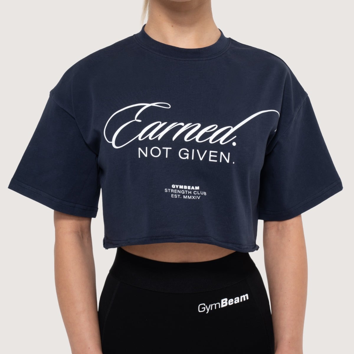 Women‘s Earned Cropped T-shirt Midnight - GymBeam