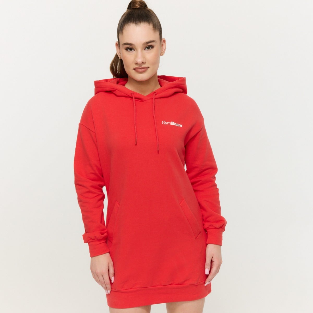 Women‘s Limitless Longline Hoodie Hot Red - GymBeam