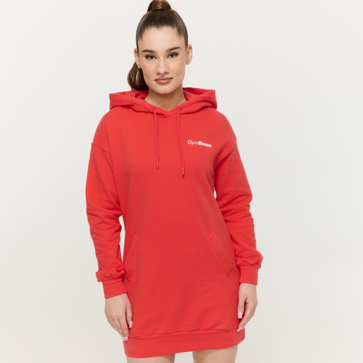 Women‘s Limitless Longline Hoodie Hot Red - GymBeam