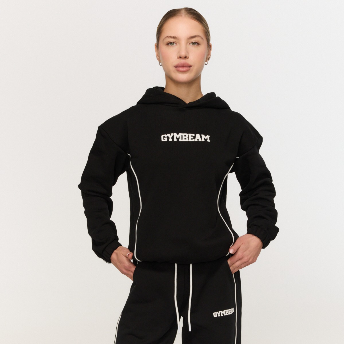 Women‘s Varsity Hoodie Black - GymBeam