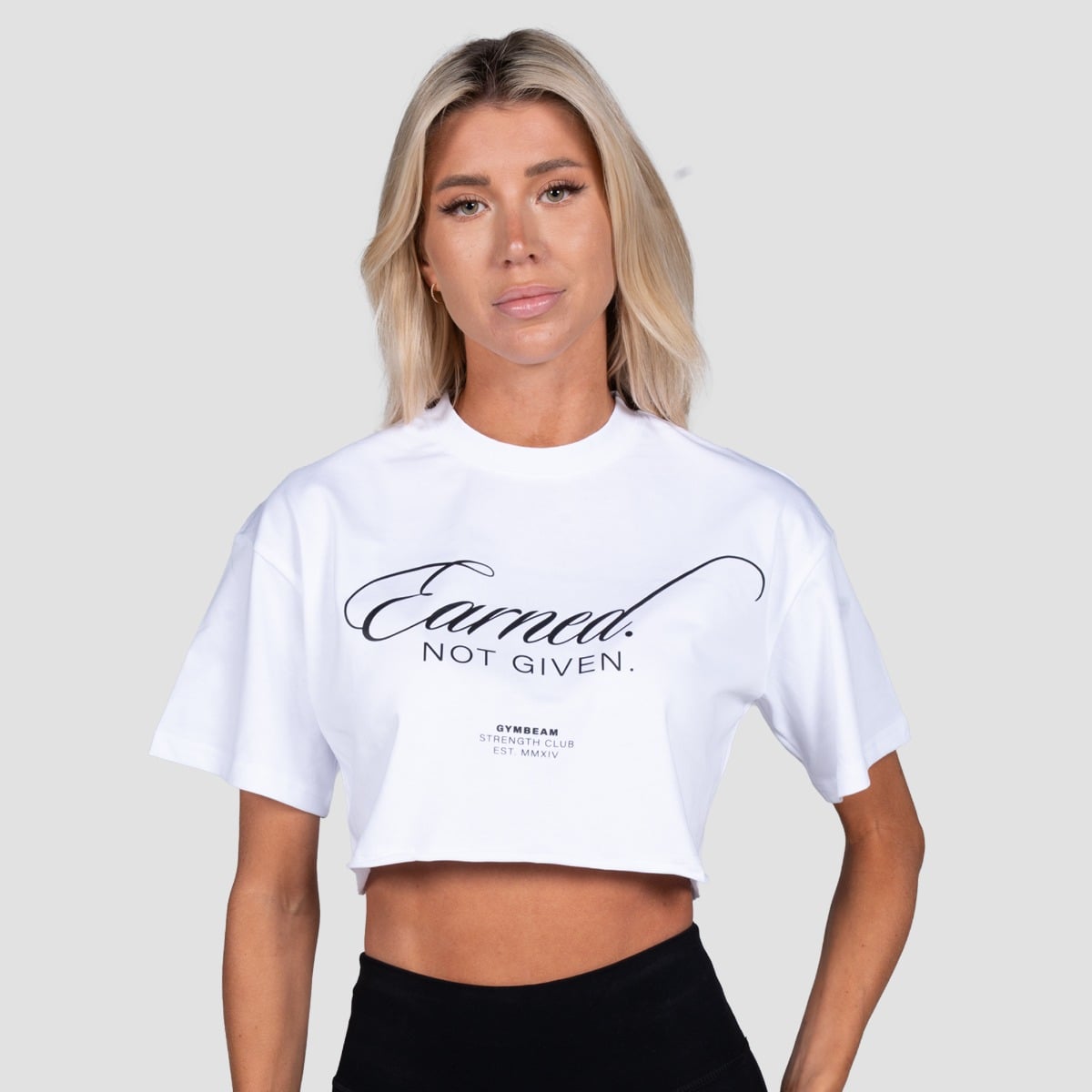 Women‘s Earned Cropped T-shirt White - GymBeam