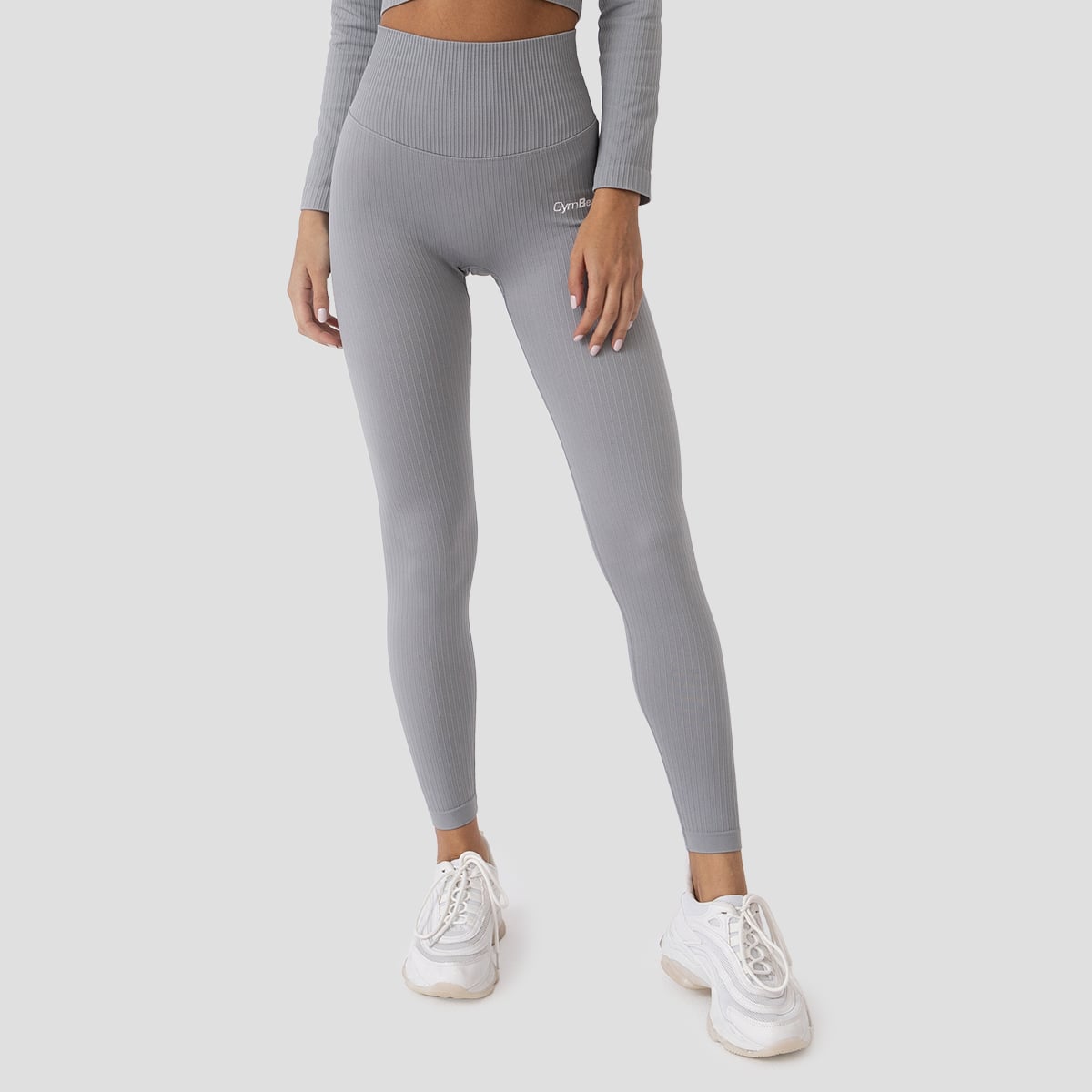 Ribbed FLO Leggings Grey - GymBeam