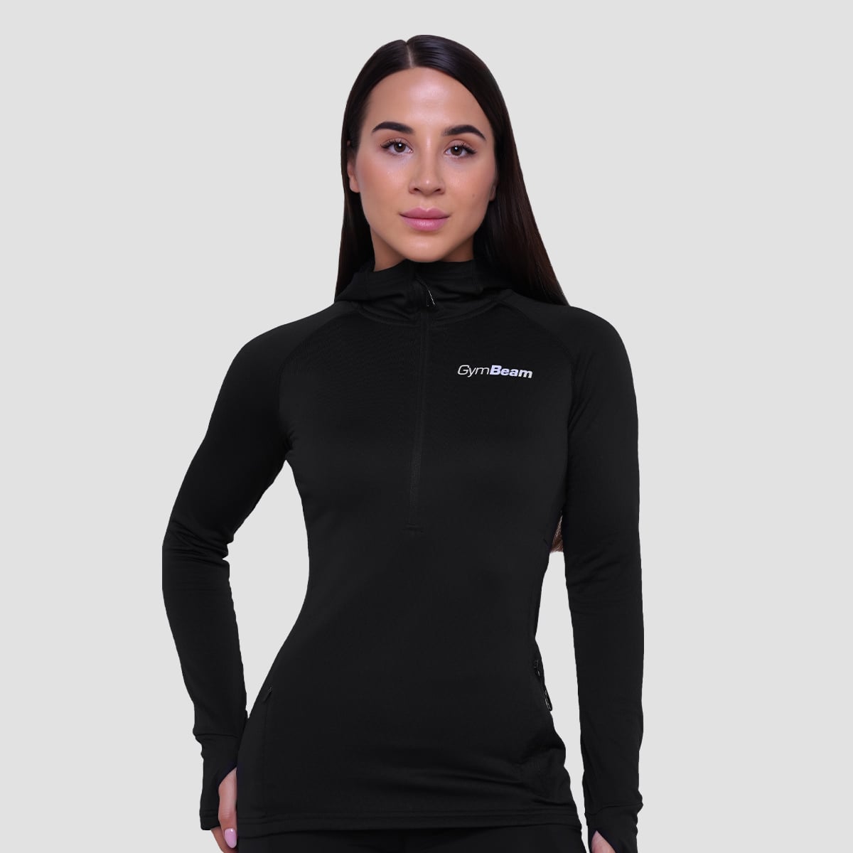 Women‘s Pulse 1/2 Zip Running Sweatshirt Black - GymBeam