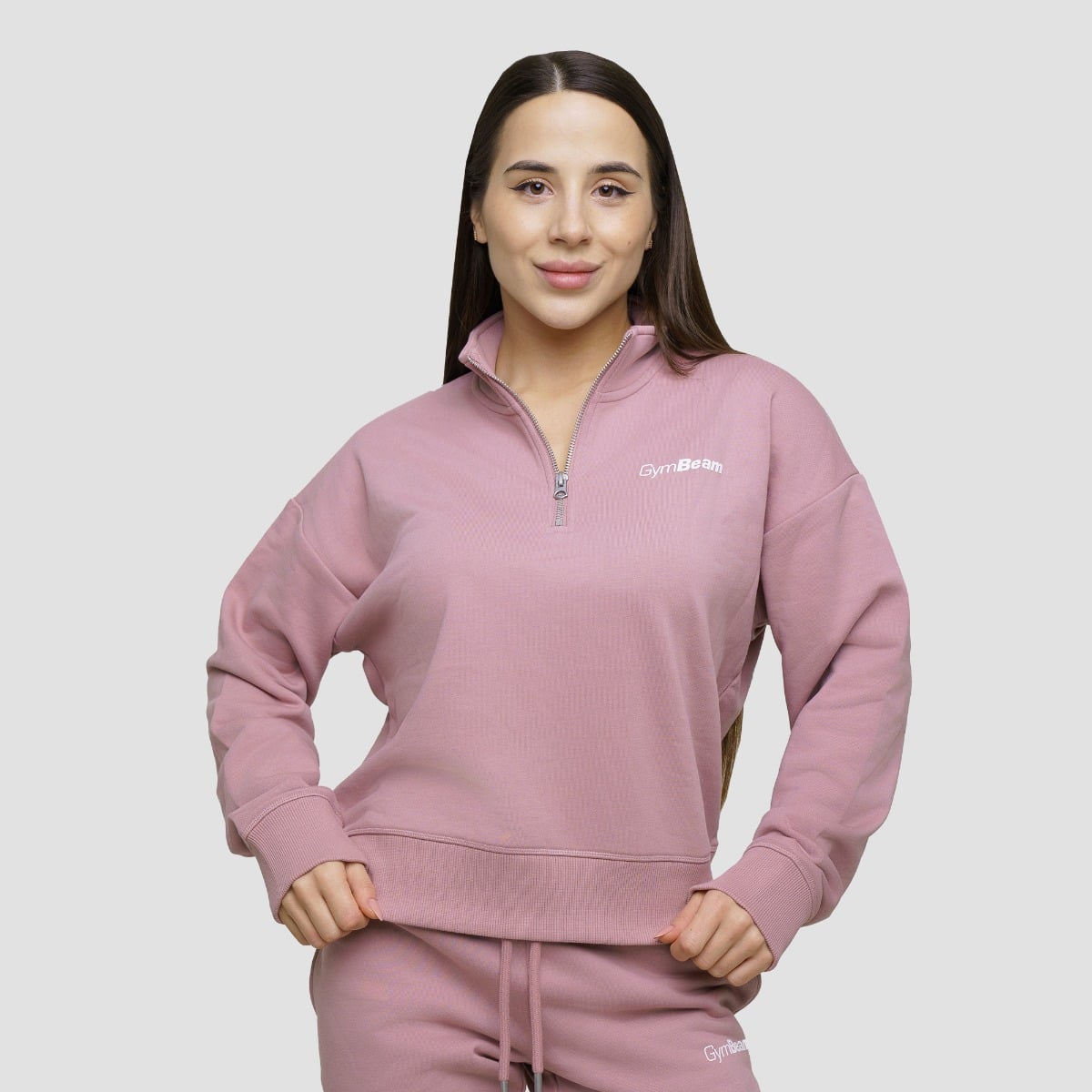 Women‘s Agile 1/2 Zip Jumper Woodrose - GymBeam