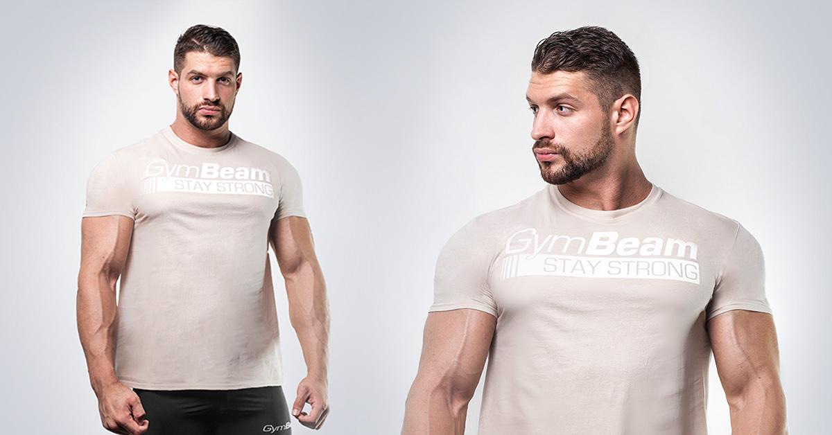 Men's T-shirt Stay Strong Sand - Gymbeam