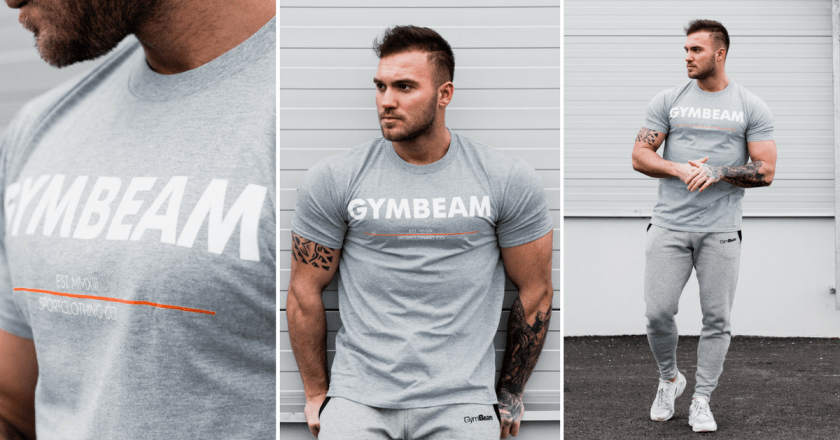 Men's T-shirt GymBeam Clear Grey White
