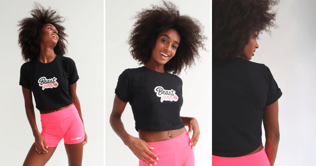 Women’s T-shirt CropTop Black - BeastPink 