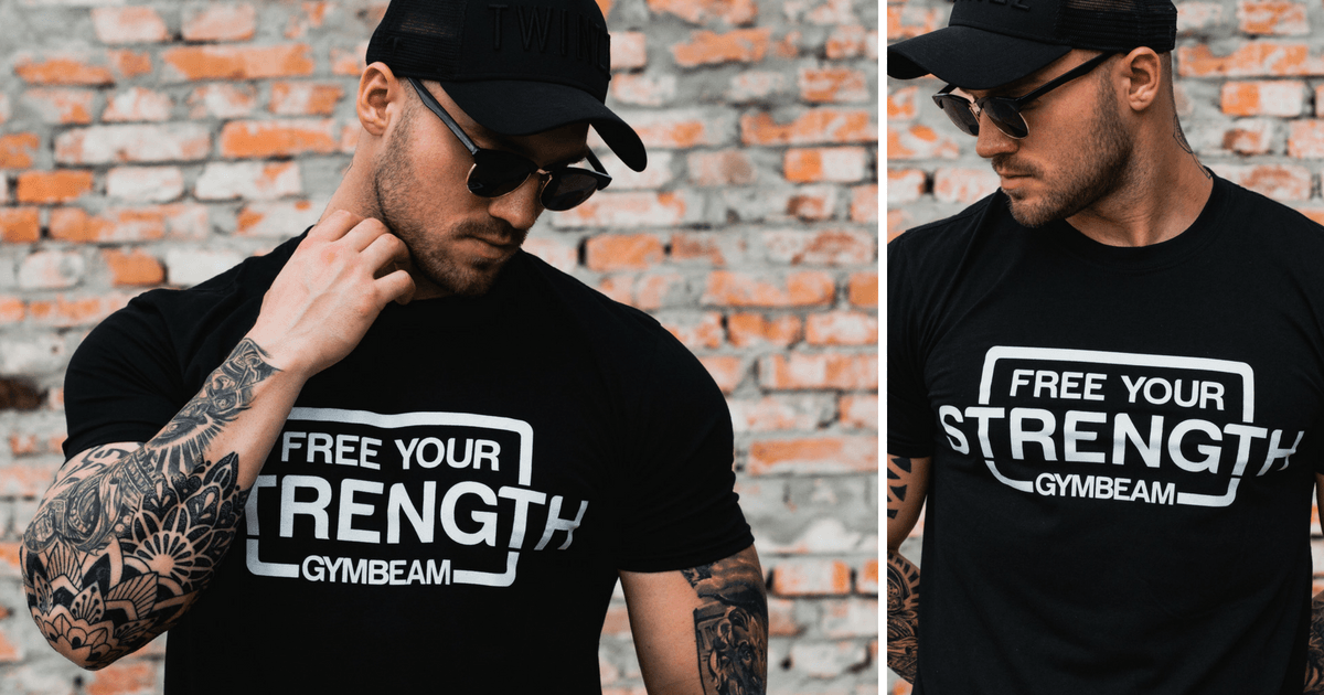 Men's T-shirt Free Your Strength Black White - GymBeam