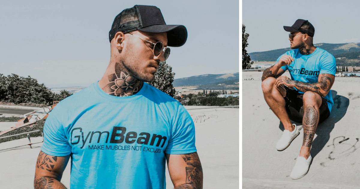 Men's T-shirt Make Muscles Tropical Blue - GymBeam