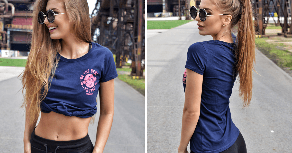 Women’s T-shirt The Best Version Deep Navy Pink - GymBeam