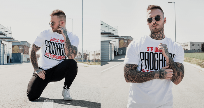 Mens T-shirt Progress White - GymBeam