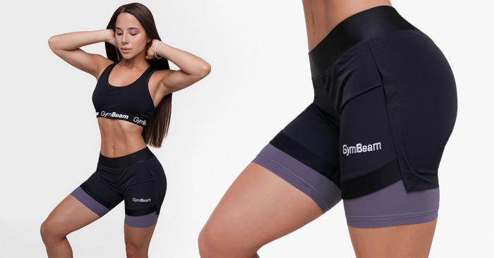 Pantaloni scurți femei 2in1 Black Grey - GymBeam